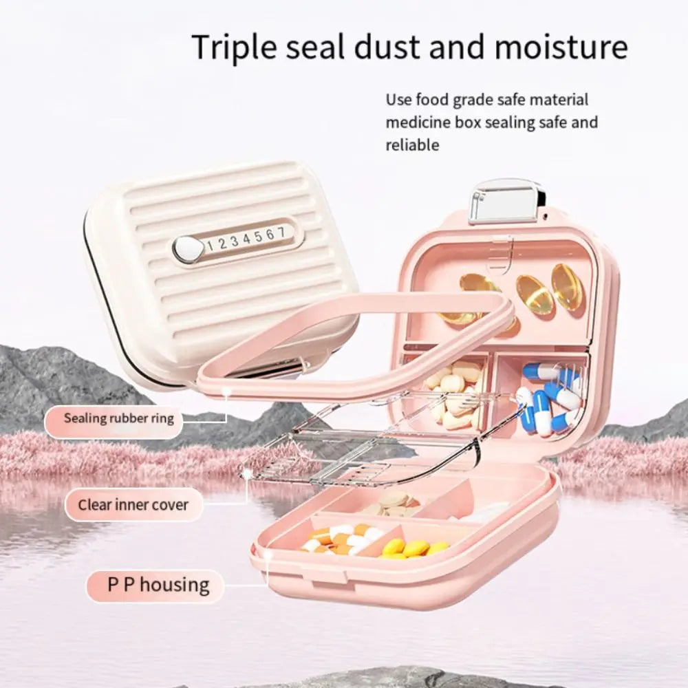 Portable Travel Pill Organizer 7 Compartments Small&Large Size Pill Dispenser Airtight with Lids Vitamin Container