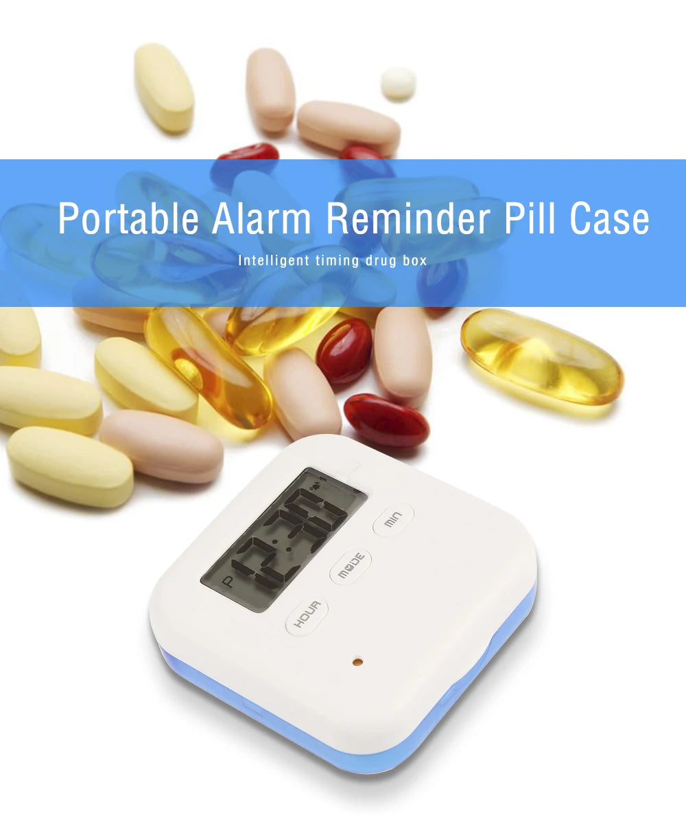 Portable Mini Pill Box Timed Reminders
