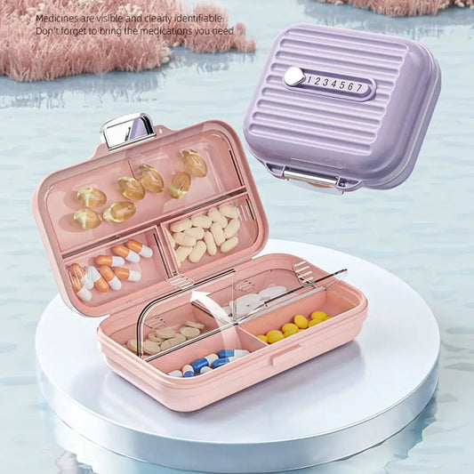 Portable Travel Pill Organizer 7 Compartments Small&Large Size Pill Dispenser Airtight with Lids Vitamin Container