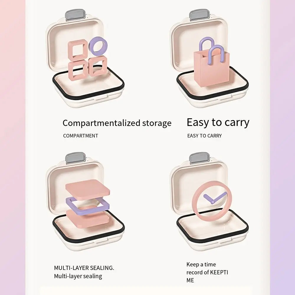 Portable Travel Pill Organizer 7 Compartments Small&Large Size Pill Dispenser Airtight with Lids Vitamin Container