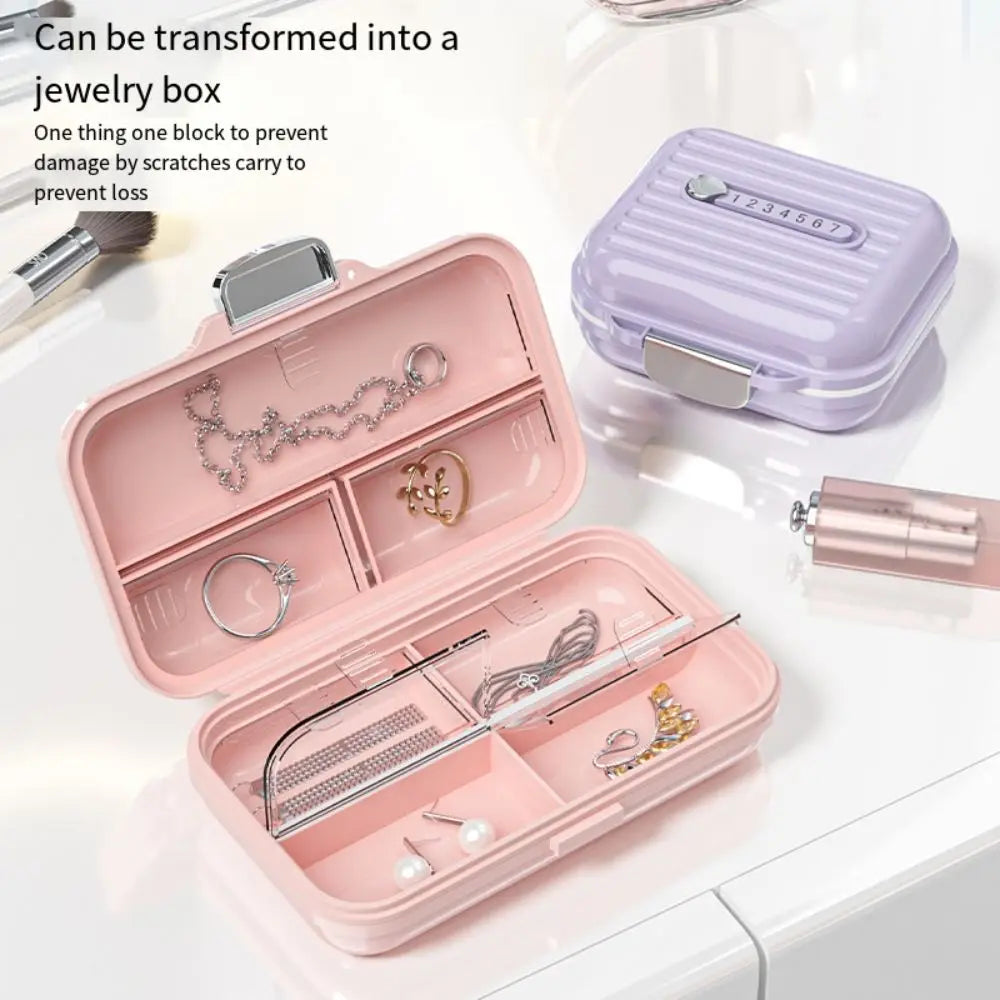 Portable Travel Pill Organizer 7 Compartments Small&Large Size Pill Dispenser Airtight with Lids Vitamin Container