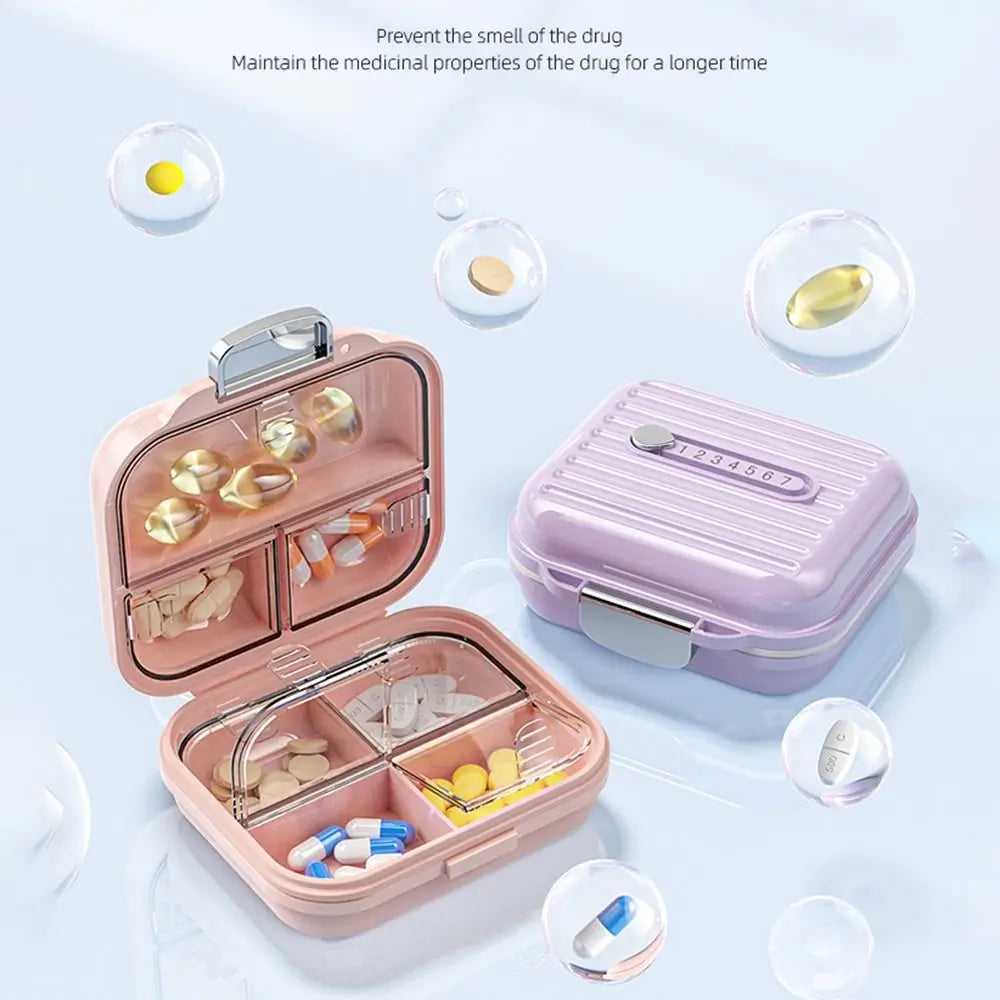 Portable Travel Pill Organizer 7 Compartments Small&Large Size Pill Dispenser Airtight with Lids Vitamin Container