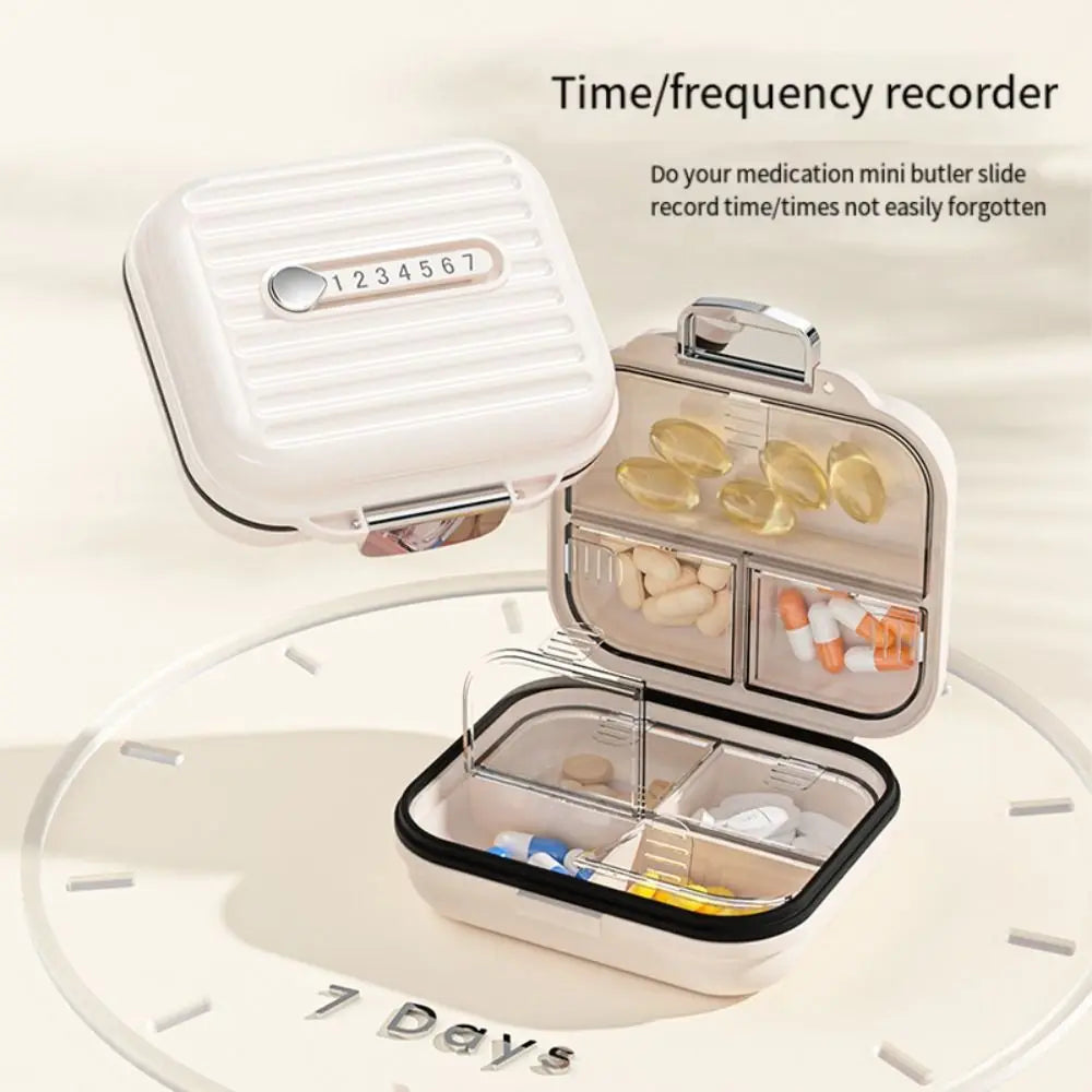 Portable Travel Pill Organizer 7 Compartments Small&Large Size Pill Dispenser Airtight with Lids Vitamin Container